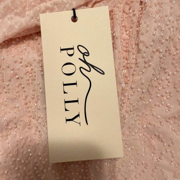 Stylish Enchanting Fit Oh Polly Blush Cowl Neck Embellished Pink Dress Size US 4 - Picture 4 of 5